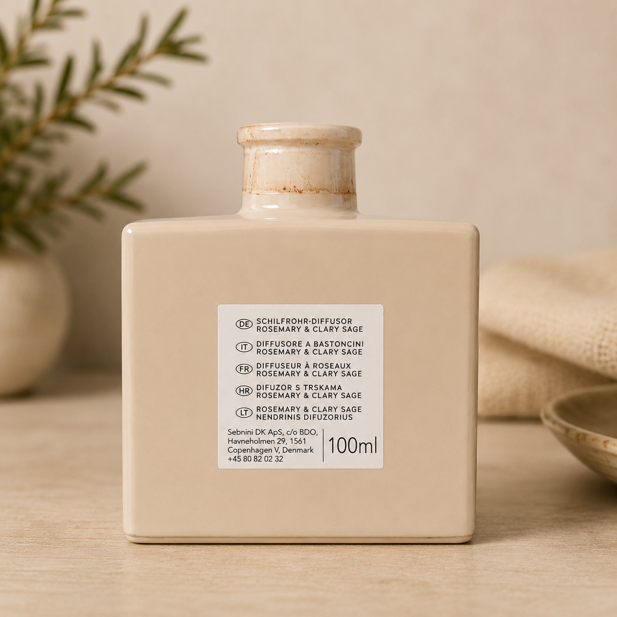 Rosemary & Clary Sage Reed Diffuser – 100ml (Reeds Not Included)