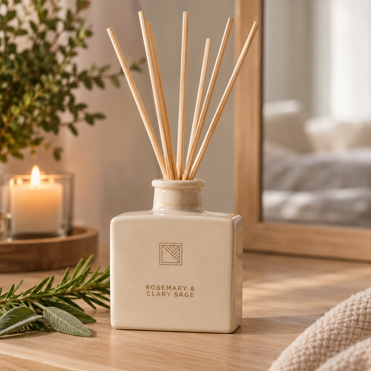 Rosemary & Clary Sage Reed Diffuser – 100ml (Reeds Not Included)