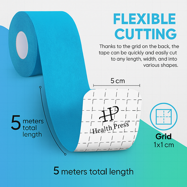 Health Press Dermatest Kinesiology Tape – 2 Waterproof Rolls