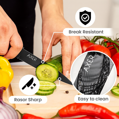 Axer 12cm Black Stainless Steel Utility Knife – Sharp Ergonomic Blade