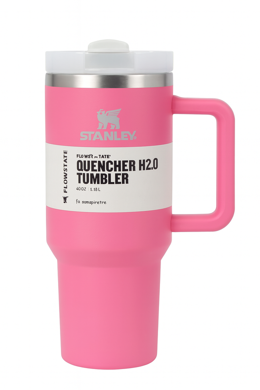 Hot Pink original Stanley Quencher Tumbler Cup with Comfortable Handle.