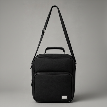 A4 Flight Shoulder Bag – Black Adjustable Crossbody Travel Bag