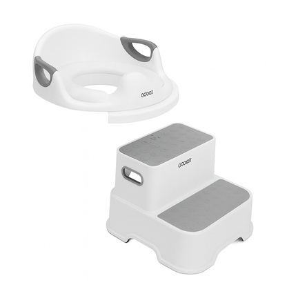 Adjustable Gray Potty Training Seat with Step Stool