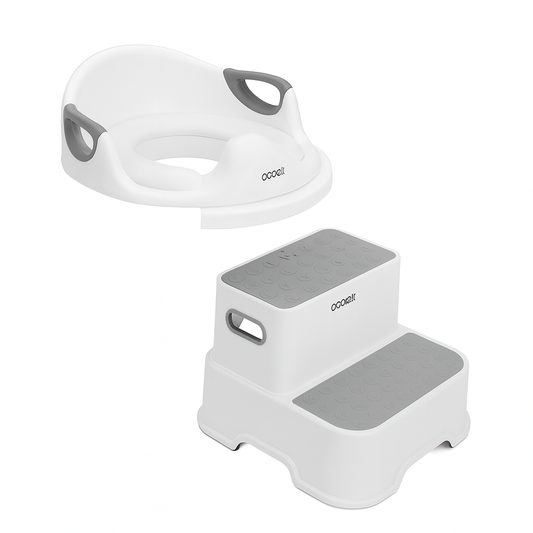 Adjustable Gray Potty Training Seat with Step Stool