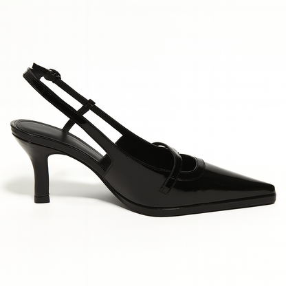 BERSHKA Buckle Detail Kitten Heel Shoes for Elegant Women