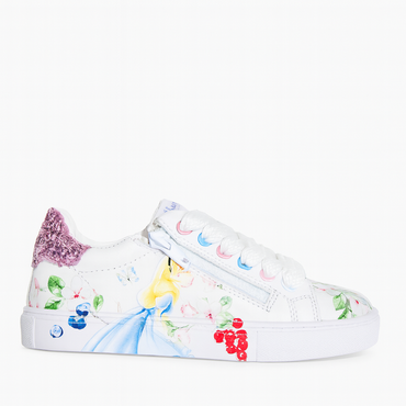 Monnalisa Disney Kids' White Leather Printed Casual Fashion Sneakers