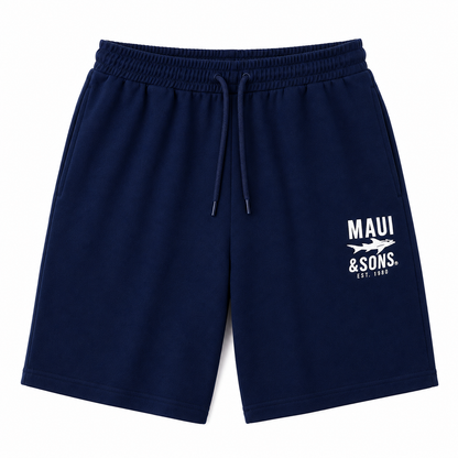 MAUI & SONS Men’s Navy Blue Sweat Shorts with Back Pocket