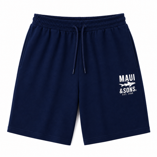 MAUI & SONS Men’s Navy Blue Sweat Shorts with Back Pocket