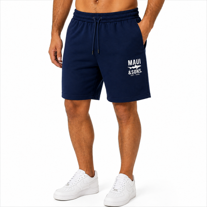 MAUI & SONS Men’s Navy Blue Sweat Shorts with Back Pocket