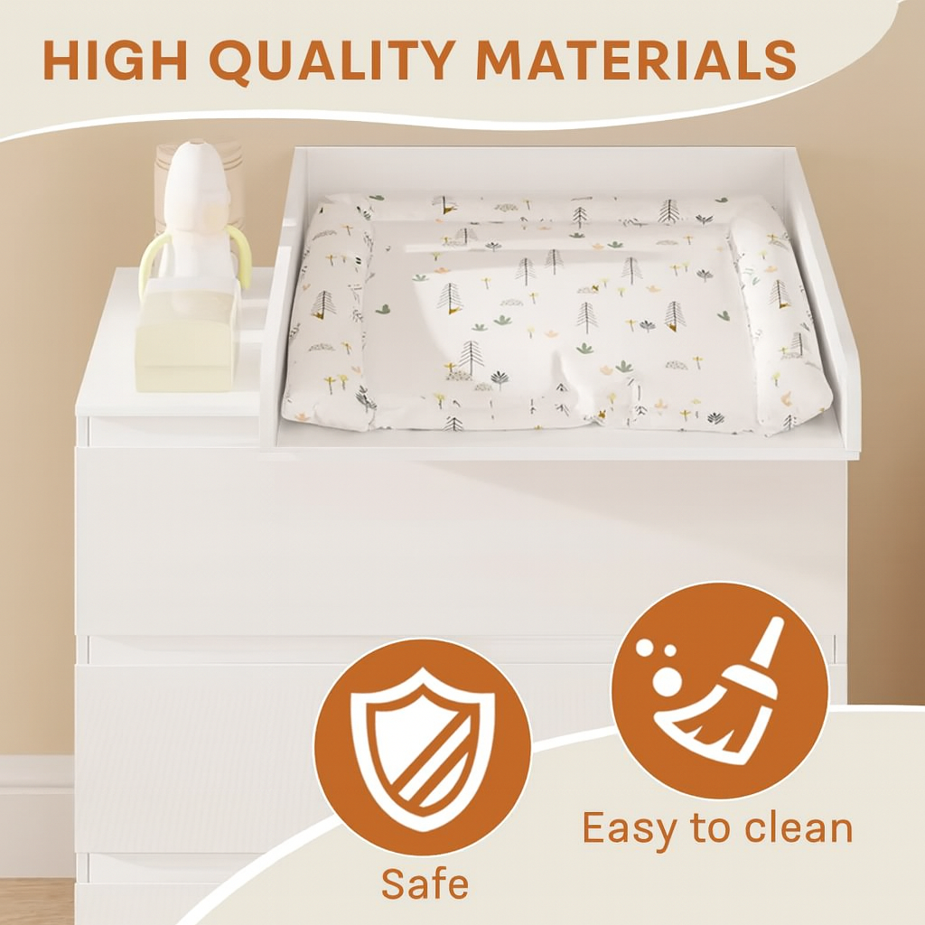 White MDF Changing Table Topper - Convert Dresser to Nursery Station