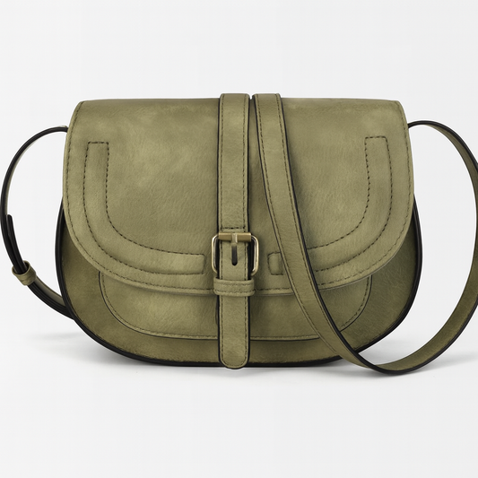 AFKOMST Boho Vegan Leather Small Saddle Crossbody Bag for Women