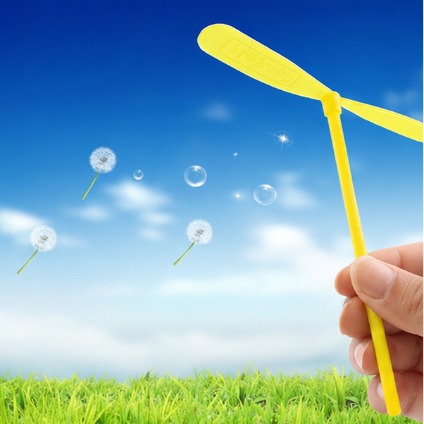 Plastic Dragonfly Flying Toy with Rotating Propeller for Outdoor Garden Play