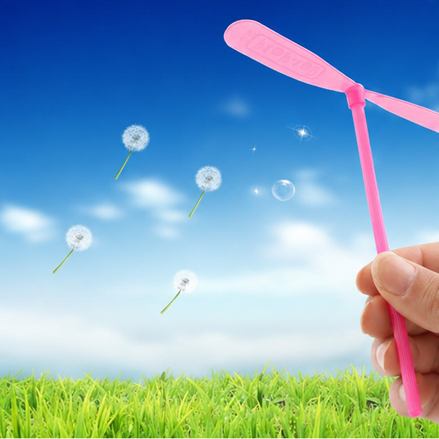 Plastic Dragonfly Flying Toy with Rotating Propeller for Outdoor Garden Play