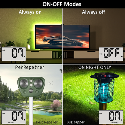 NOVKIT Outdoor Digital Timer Socket: Smart Interval Cycle & Light Sensor Activated
