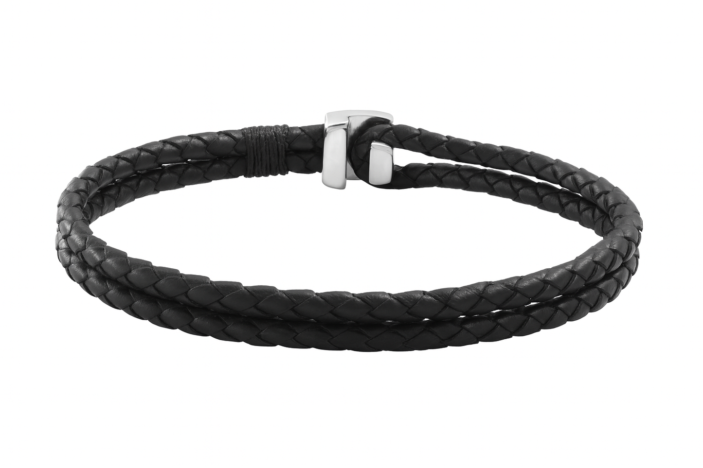 BOSS Men's Leather Braided Bracelet – Black