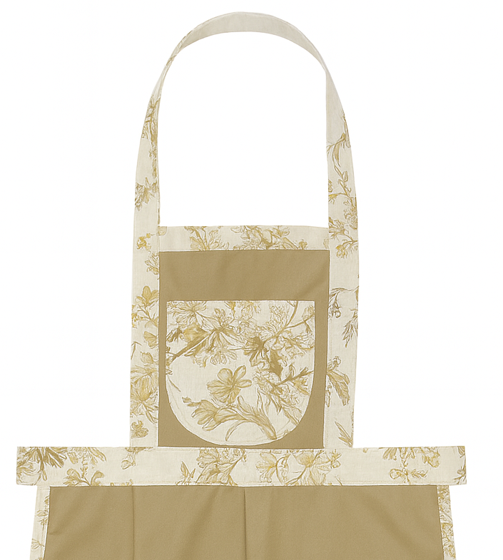 Floral Ruffle Hem Kitchen Apron with Dual Pockets