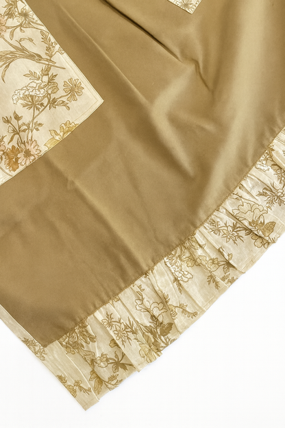 Floral Ruffle Hem Kitchen Apron with Dual Pockets