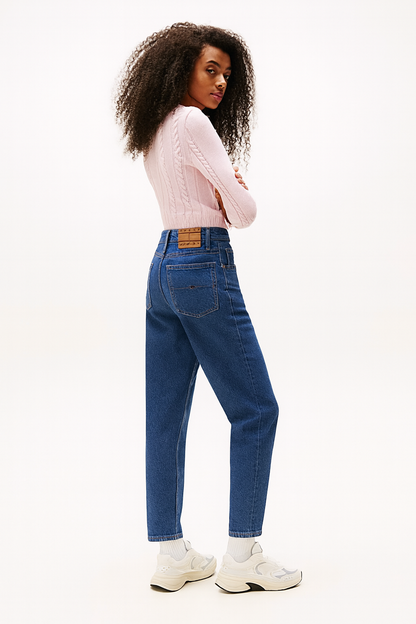 Women's Ultra High Rise Tapered Leg Mom Jeans - Sustainable Dark Denim