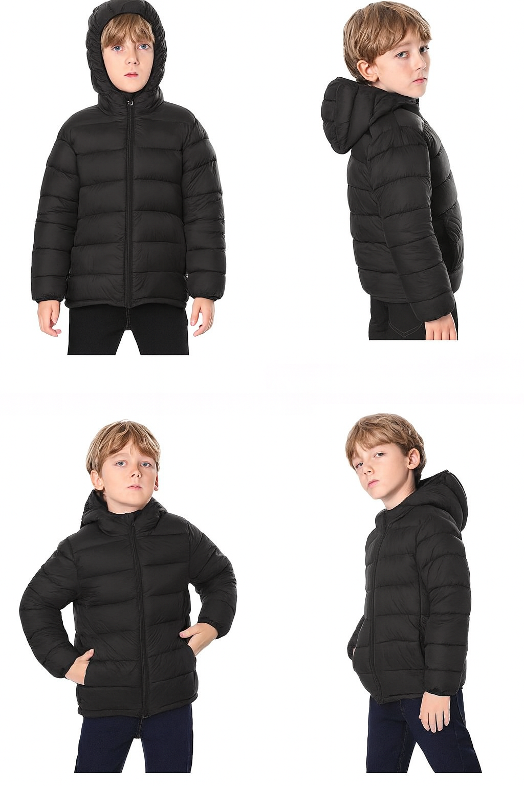 Down Jacket Lightweight Hooded Puffer Jacket for Boys & Girls