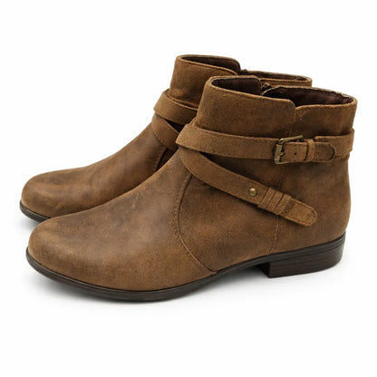 YUU Women's Leather Booties with Buckle Detail - Gomix Brands Outlet