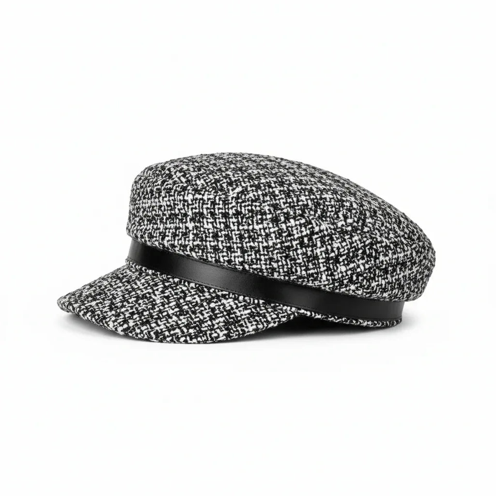 Mixit Women's Cadet Hat in Classic Black & White Tweed - Gomix Brands Outlet