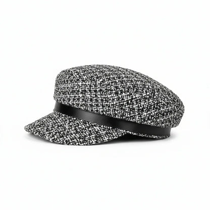 Mixit Women's Cadet Hat in Classic Black & White Tweed - Gomix Brands Outlet