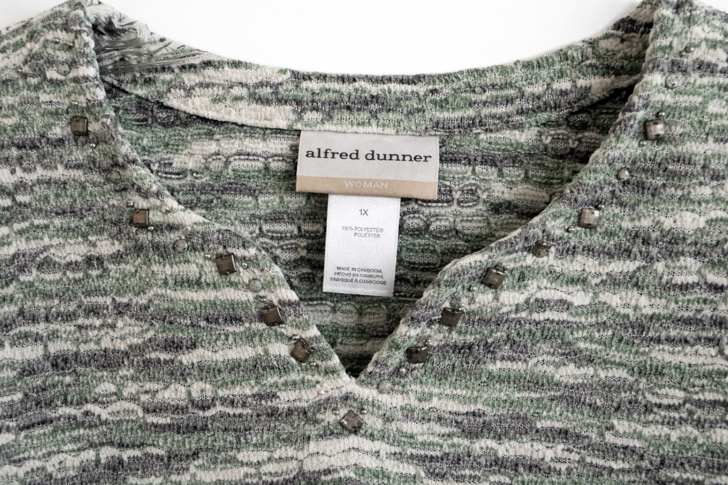 Alfred Dunner Sweater Lake Geneva Embellished Space-Dyed Knit Top