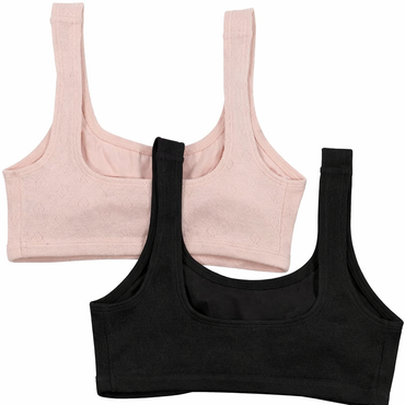 Hanes Girls Multicolor Bralette Training Bra Comfort Flex Fit - Pearl/Black