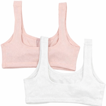 Hanes Girls' Bralette Training Bra White/Rosy Comfort flex