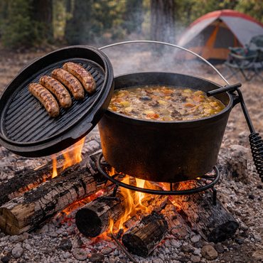 ACTIVA Cast Iron Cooking Pot with Lid and Handle for Transport 10 L Diameter 37 cm Black