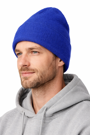 Frihed Cobalt Blue Wool Beanie – Soft Warm Winter Hat