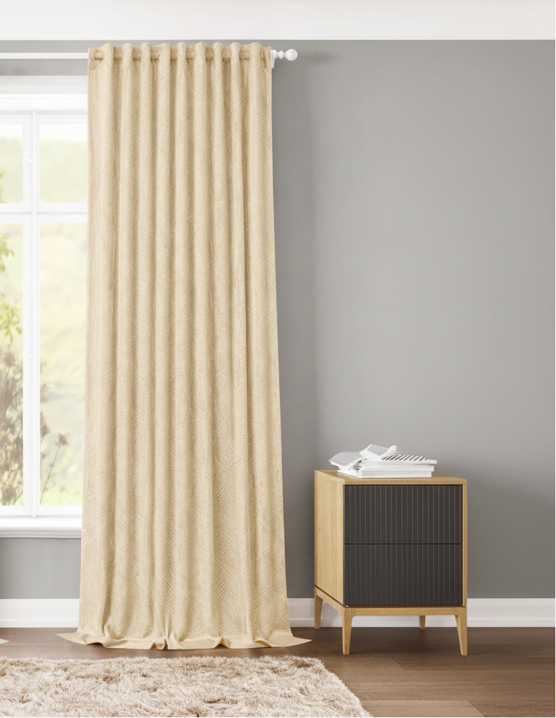 WOLTU Blackout Curtain with Ruffle Tape, Set of 1 - Opaque Thermal Velvet Curtain