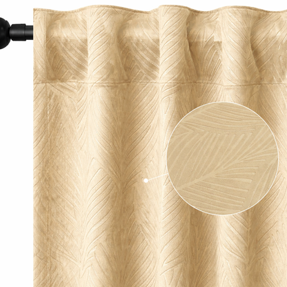 WOLTU Blackout Curtain with Ruffle Tape, Set of 1 - Opaque Thermal Velvet Curtain