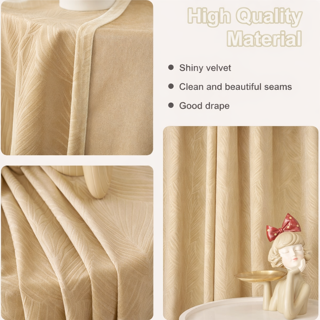 WOLTU Blackout Curtain with Ruffle Tape, Set of 1 - Opaque Thermal Velvet Curtain