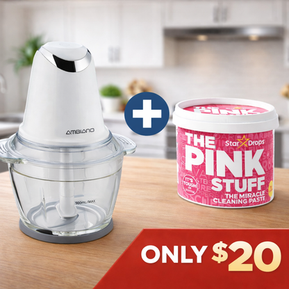 Ambiano Mini-Hacker Compact Food Processor + Stardrops Pink Stuff Miracle All-Purpose Cleaning Paste Bundle