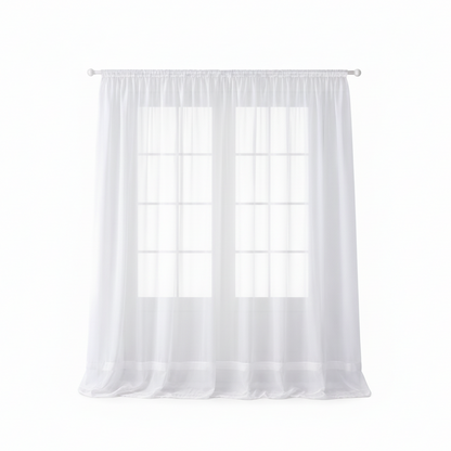 HongYa Plain Voile Curtain with Ruffle Tape - 175 x 430 cm