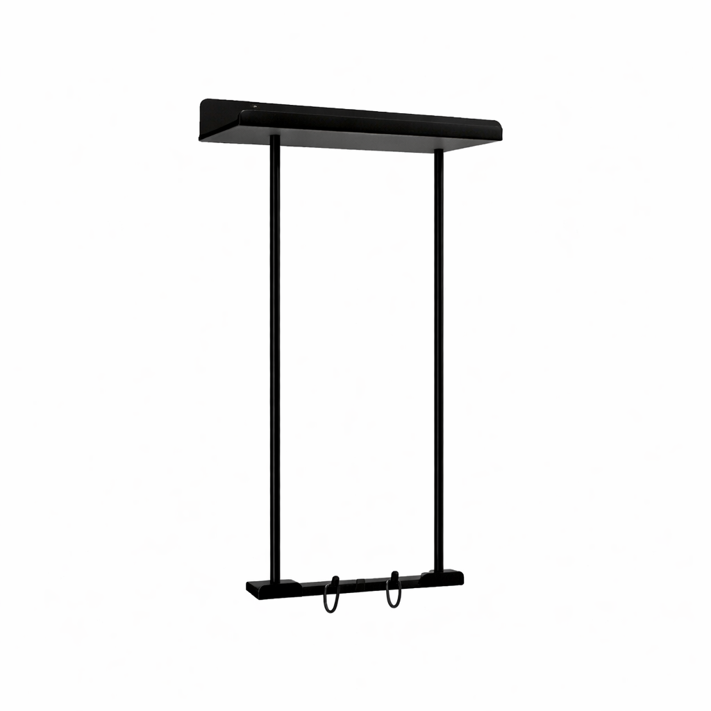 Danclit Black Metal Wall-Mounted Towel Rack with Shelf