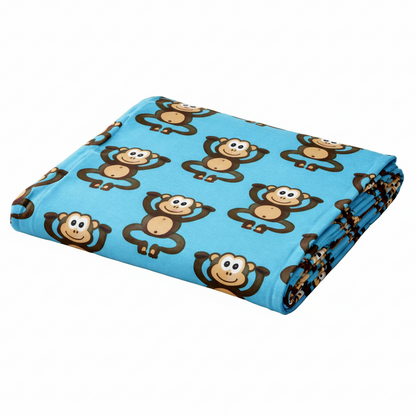 Monkey Jersey Blanket Stretch Jersey Affenbande Turquoise Blue