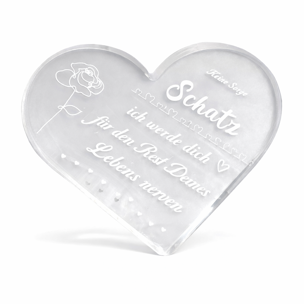 Heart-Shaped Acrylic Keepsake Plaque – Transparent Sister Gift (In German)
