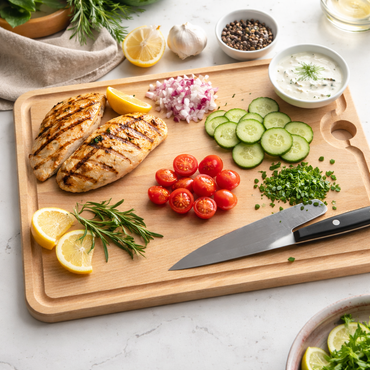 Beech Wood Cutting Board – Grilled Chicken, Veggies & More