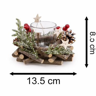 Carousel Home Christmas Tealight Candle Holders – Pinecone & Berry Set (2 pcs)