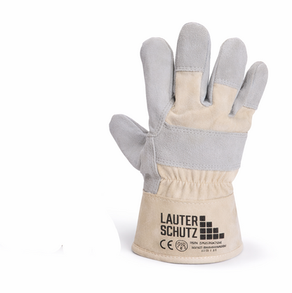 LAUTER SCHUTZ Sturdy Cowhide Work Gloves – Double Stitched, Cotton Back