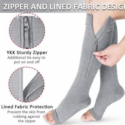 Ailaka Knee-High Zippered Medical Compression Socks 15-20 mmHg