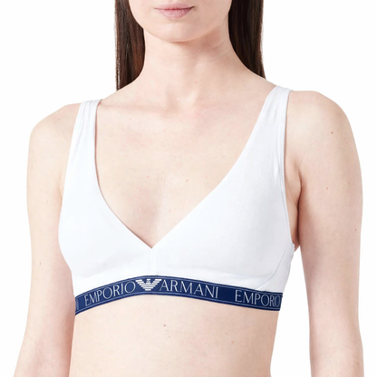 Emporio Armani Women's Stretch Cotton Studs Logoband Padded Bralette