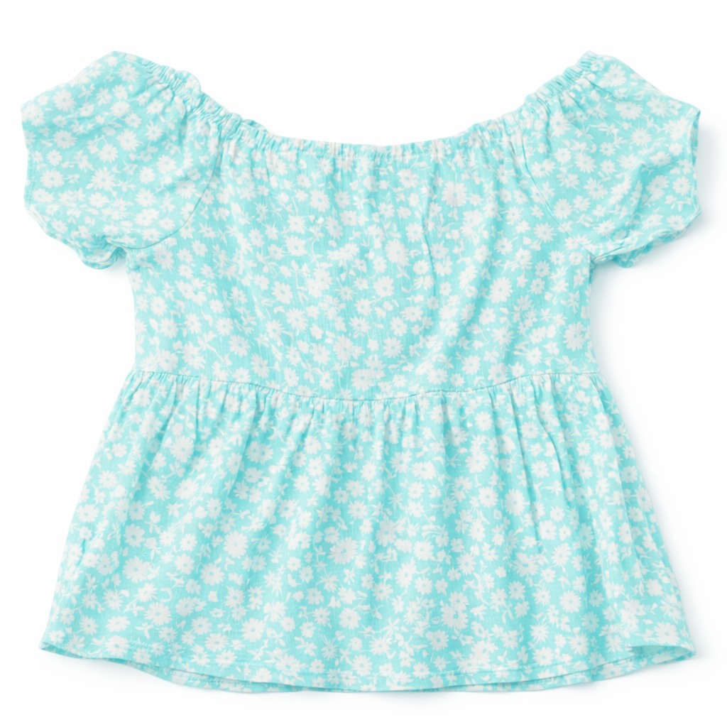 Arizona Girls Floral Smocked Button-Front Top