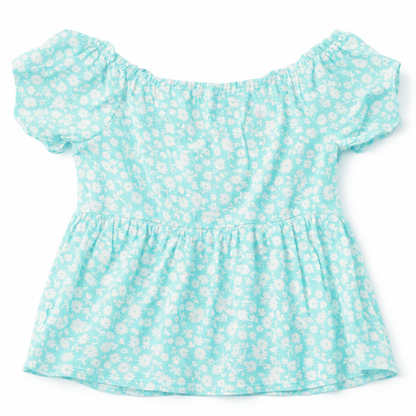 Arizona Girls Floral Smocked Button-Front Top