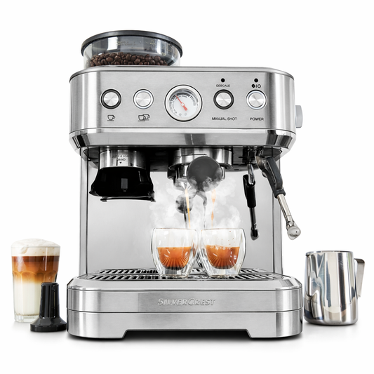 SilverCrest SSMP1770 Espresso Machine with Built‑In Grinder 15 Bar