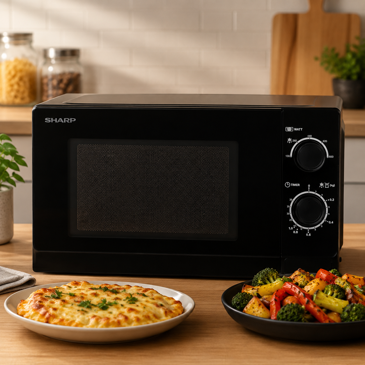 Sharp R-200BKW Countertop Solo Microwave 20L 800W