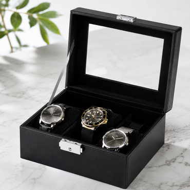 Auriol Watch Box 6-Compartment Lockable Imitation Leather