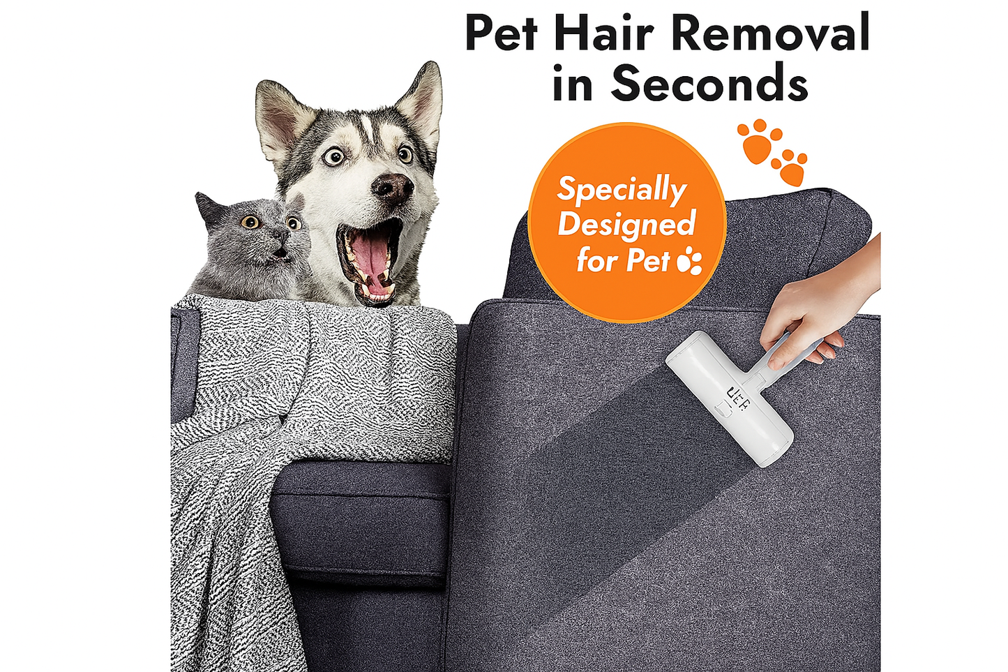 FusselMonster Pet Hair Remover Roller: Reusable Lint Roller for Furniture